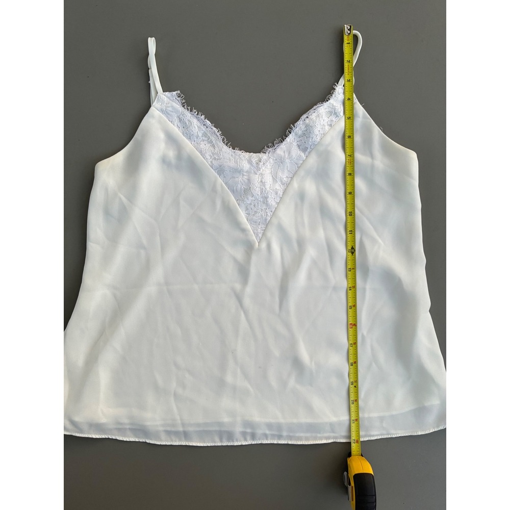 Socialite White Lace Trim Cami Top Womens Medium V-Neck Adjustable Straps Y2K - Picture 5 of 7